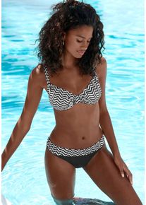 JETTE Damen Bügel-Bikini, schwarz-weiß, Gr. 36, bedruckt, Polyamid, Bikini-Sets, im trendigen Zick-Zack-Design