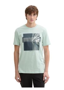 Herren Print-Shirt, grün, casual, Gr. M, Tom Tailor Denim, bedruckt, Jersey, Obermaterial: 100% Baumwolle, Shirts, mit Frontprint