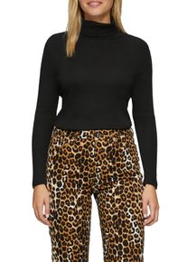 s.Oliver Damen Rollkragenshirt, schwarz, casual, Gr. 44, unifarben, Web, Obermaterial: 100% Baumwolle, Shirts, in Ripp-Optik