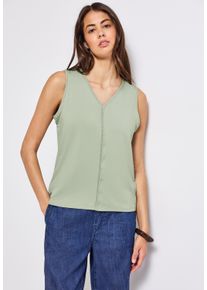 Street One Damen Shirttop, grün, casual, Gr. 44, unifarben, Jersey, Obermaterial: 95% Viskose, 5% Elasthan, Tops, mit Häkel Details