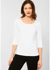 Street One Damen 3/4-Arm-Shirt "Style Pania", weiß, Basic, Gr. 46, unifarben, Jersey, Obermaterial: 50% Baumwolle, 50% Modal, Shirts, mit extra