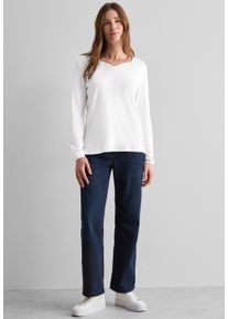 Cecil Damen Langarmshirt, weiß, casual, Gr. XL, unifarben, Web, Stoff, 50% Baumwolle, 50% Modal, Shirts, aus softem Materialmix