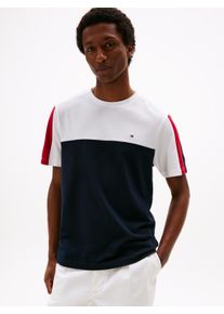 Tommy Hilfiger Herren T-Shirt "GLOBAL STRIPE COLOURBLOCK TEE", blau, casual, Gr. XXL, Single Jersey, Obermaterial: 100% Baumwolle, Shirts, im