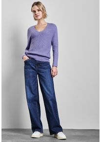 Street One Damen Strickpulloverviola lila meliert, casual, Gr. 42, unifarben, Stoff, 50% Viskose, 28% Polyester, 22% Polyamid, Pullover, mit