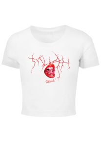 MISS TEE Herren T-Shirt "Miss Tee Damen Muah Cropped Tee", weiß, klassisch, Gr. L, unifarben, 100% Baumwolle, Shirts