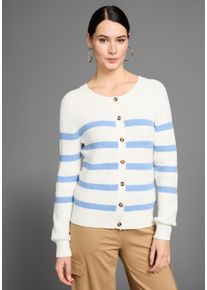HECHTER PARIS Damen Strickjacke, weiß, feminin, Gr. 32, gestreift, Strick, Obermaterial: 50% Viskose, 28% Polyester, 22% Polyamid, Strickjacken, im