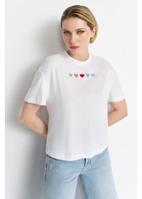 RICHROYAL Damen T-Shirt, weiß, casual, Gr. XL, Single Jersey, Obermaterial: 100% Baumwolle, Shirts, Mit Rundhalsausschnitt