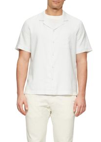 s.Oliver Herren Kurzarmhemd, weiß, casual, Gr. XL, Strukturmuster, Obermaterial: 45% Leinen, 40% Viskose, 15% Baumwolle, Hemden, mit Struktur Muster
