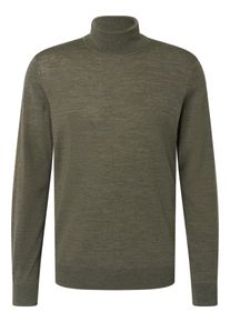 Bugatti Herren Rollkragenpullover, grün, casual, Gr. M, unifarben, 100% Wolle, Pullover, aus 100 % Merinowolle