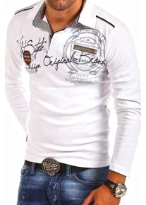 behype Herren Poloshirt "Ambition", weiß, casual, Gr. XL, bedruckt, bestickt, unifarben, 100% Baumwolle, Shirts, mit Hemdkragen und Prints