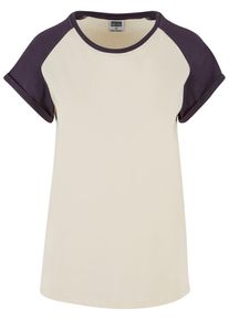 Urban Classics Herren Kurzarmshirt "Urban Classics Damen Ladies Contrast Raglan Tee", beige, casual, Gr. XS, mehrfarbig, 60% Baumwolle, 40%