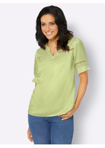 Inspirationen Damen Satinbluse, grün, Gr. 40, unifarben, 100% Polyester, Blusen