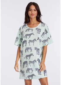 Vivance Dreams Damen Sleepshirt, Gr. 36, grün, Single Jersey, Obermaterial: 60% Baumwolle, 40% Polyester, feminin, Kleider, mt Animal Alloverprint