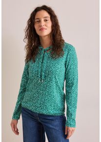 Cecil Damen Langarmshirt, grün, casual, Gr. L, gemustert, Web, Stoff, 50% Baumwolle, 50% Modal, Shirts, mit grafischem Muster