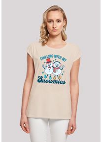 F4NT4STIC Damen T-Shirt "Chilling with My Snowmies", weiß, casual, Gr. XXXL, Obermaterial: 100% Baumwolle, Shirts, Premium Qualität
