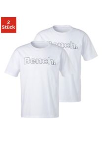Herren T-Shirt, weiß, Basic, Gr. S, BENCH. LOUNGEWEAR, unifarben, Obermaterial: 100% Baumwolle, Shirts, Shirt mit Logoprint, Basicshirt mit Rundhals