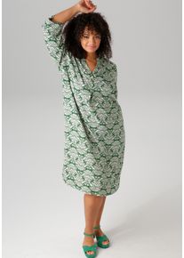 ANISTON PLUS Damen Sommerkleid, grün, modisch, Gr. 54, bedruckt, gemustert, Obermaterial: 100% Viskose, Kleider, mit farbharmonischem, graphischem