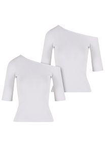 Urban Classics Herren T-Shirt "Urban Classics Ladies Organic Asymmetric Rib Tee 2-Pack", weiß, casual, Gr. XL, unifarben, 100% Baumwolle, Shirts
