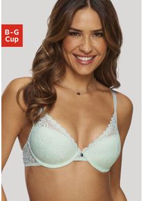 s.Oliver Damen Push-up-BH "Danielle", Gr. 70, grün, Spitze, Obermaterial: 60% Polyamid, 35% Polyester, 5% Elasthan, feminin, BHs, aus dezent