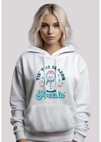 F4NT4STIC Damen Kapuzenpullover "Tis The Season to Be Freezin Winter", weiß, casual, Gr. XS, Obermaterial: 65% Baumwolle, 35% Polyester, Pullover,