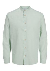 Jack & Jones JACK & JONES Herren Langarmhemd "JJESUMMER BAND SHIRT LS SN", grün, modisch, Gr. XL, unifarben, Web, Obermaterial: 83% Baumwolle, 17% Leinen, Hemden,
