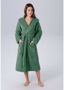 Unisex-Bademantel Bruno Banani, L:120cm in Gr. S, grün, Walkfrottee, Hausmäntel, "Robby, ideal für Sauna & Spa, Hotelbademantel, Morgenmantel", Damen