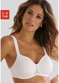 Lascana Damen Minimizer-BH, Gr. 85, weiß, Spitze, Microtouch, Obermaterial: 88% Polyamid, 12% Elasthan, elegant, BHs, mit Bügel aus schimmernder