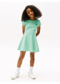 Tommy Hilfiger Mädchen Jerseykleid "SPACER INTERLOCK DRESS", grün, casual, Gr. 80, unifarben, Jersey, Obermaterial: 74% Baumwolle, 18% Polyester, 8%