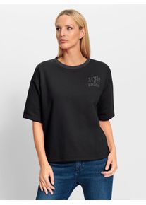 Heine Damen Sweatshirt, schwarz, Gr. 44, unifarben, 82% Baumwolle, 18% Polyester, Sweatshirts