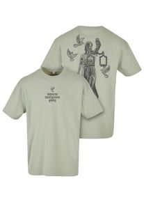 Herren T-Shirt "Upscale by Mister Tee Herren Justice Oversize Tee", weiß, casual, Gr. M, UPSCALE BY MISTER TEE, bedruckt, 100% Baumwolle, Shirts