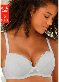 Petite Fleur Damen Balconnet-BH, Gr. 75, schwarz-weiß, Spitze, Microtouch, Obermaterial: 90% Polyamid, 10% Elasthan, klassisch, BHs, mit hübscher