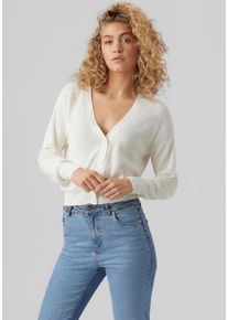 Véro Moda VERO MODA Damen Strickjacke "VMNEWLEXSUN LS SHORT V-NECK CAR GA NOOS", weiß, casual, Gr. XL, unifarben, Strick, Obermaterial: 50% Viskose (LENZING