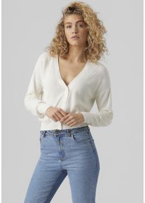 Véro Moda VERO MODA Damen Strickjacke "VMNEWLEXSUN LS SHORT V-NECK CAR GA NOOS", weiß, casual, Gr. XL, unifarben, Strick, Obermaterial: 50% Viskose (LENZING