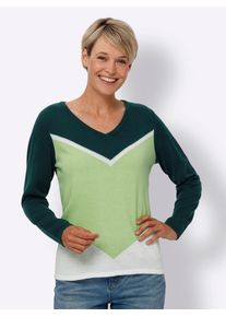 Classic Basics Damen Strickpullover "Langarm-Pullover", grün, Gr. 52, gemustert, mehrfarbig, 100% Polyacryl, Pullover