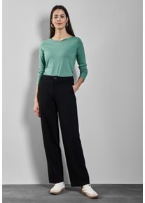 Street One Damen Langarmshirt, grün, casual, Gr. 40, unifarben, Web, 100% Baumwolle, Shirts, aus reiner Baumwolle