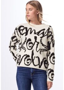 Damen Strickpullover, weiß, casual, Gr. 44, STREET ONE STUDIO, gemustert, Stoff, 30% Polyester, 29% Polyacryl, 21% Viskose, 20% Nylon, Pullover, mit