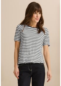 Cecil Damen Rundhalsshirt, blau, casual, Gr. XXL, gestreift, Stoff, 85% Viskose, 5% Elasthan, 5% Polyester, 5% Metallfaser, Shirts, mit
