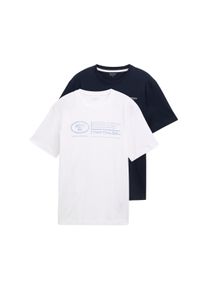 Tom Tailor Herren T-Shirt, weiß, casual, Gr. M, bedruckt, Jersey, Obermaterial: 100% Baumwolle, Shirts, mit Logo Print