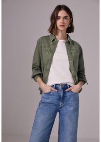 Damen Jeansjackeolive washed, casual, Gr. 46, STREET ONE STUDIO, unifarben, Jeans, 100% Baumwolle, Jacken, aus reiner Baumwolle
