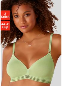 Petite Fleur Damen Soft-BH, Gr. 70, grün, Jersey, Obermaterial: 95% Baumwolle, 5% Elasthan, Basic, BHs, ohne Bügel, in zierlichem Triangel Look