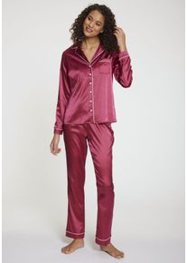 s.Oliver Damen Pyjama, Gr. 32, lila, Satin, Obermaterial: 95% Polyester, 5% Elasthan, unifarben, klassisch, Homewear-Sets, incl. Schlafmaske