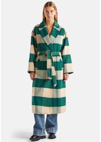 Damen Langmantel, grün, casual, Gr. M, United Colors Of Benetton, kariert, Web, Obermaterial: 80% Polyester, 20% Wolle. Futter: 54% Polyester, 46%