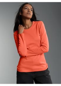 TRIGEMA Damen Longsleeve "TRIGEMA Langarmshirt", orange, Basic, Gr. M, 95% Baumwolle, 5% Elastan, Shirts