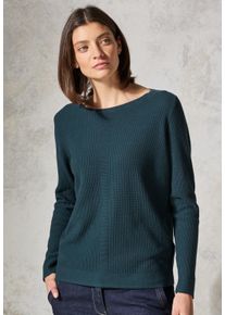 Cecil Damen Strickpullover, grün, casual, Gr. XXL, unifarben, Web, 100% Baumwolle, Pullover, mit U-Boot-Ausschnitt