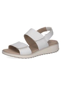 Caprice Damen Keilsandalette, Gr. 38, weiß, Nappaleder, casual, Schuhe, Riemchensandale, Bequemschuh, Sommerschuh mit Gummizug