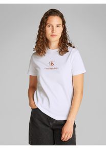 Damen T-Shirt "SHADOW GRAPHIC REGULAR TEE", weiß, Basic, Gr. L, Calvin Klein Jeans, bedruckt, Single Jersey, Obermaterial: 100% Baumwolle, Shirts,
