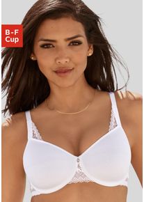Lascana Damen Minimizer-BH, Gr. 80, weiß, Microtouch, Spitze, Spacer, Obermaterial: 87% Polyamid, 13% Elasthan, feminin, BHs, mit Spacer-Schalen und