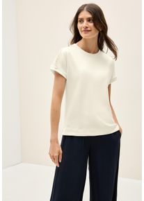 Cecil Damen T-Shirt, weiß, casual, Gr. XXL, unifarben, Web, Obermaterial: 49% Polyester, 44% Modal, 7% Elasthan, Shirts, mit feinem Mesh-Einsatz