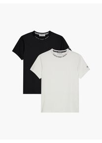 Jungen T-Shirt "INTARSIA 2-PACK SS T-SHIRT", schwarz-weiß, casual, Gr. 4, Calvin Klein Jeans, unifarben, Single Jersey, Obermaterial: 100% Baumwolle,