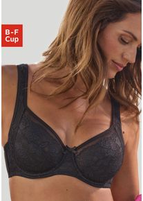 Nuance Damen Entlastungs-BH, Gr. 75, schwarz, Spitze, Obermaterial: 85% Polyamid, 15% Elasthan, klassisch, BHs, mit Bügel und breiten Trägern für